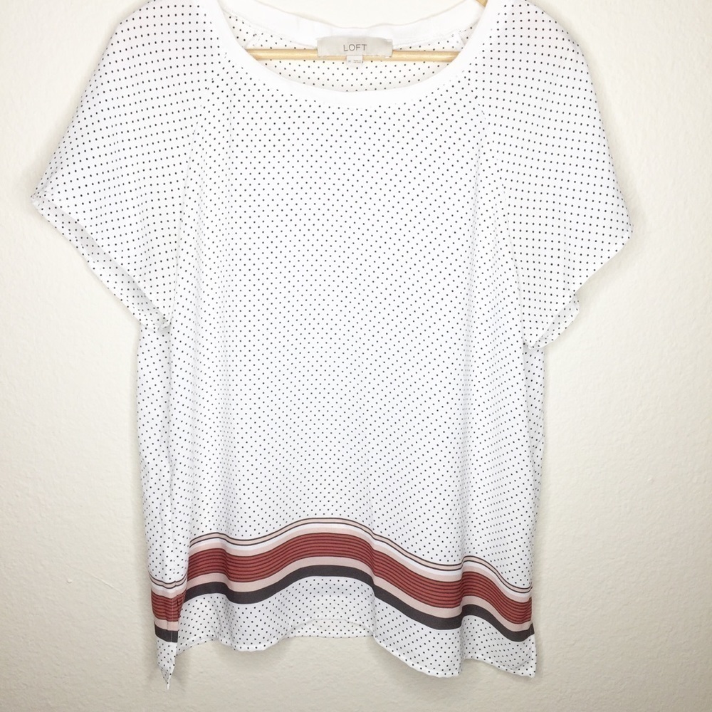 𝅺loft Short Sleeve Semi Sheer Polka Dot Stripe Top